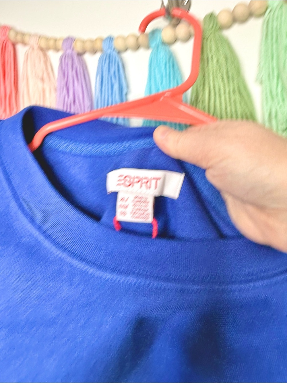 Esprit Royal Blue Crewneck Sweatshirt XL NWT Retro 80s Tonal Embroidered Logo - Picture 7 of 14